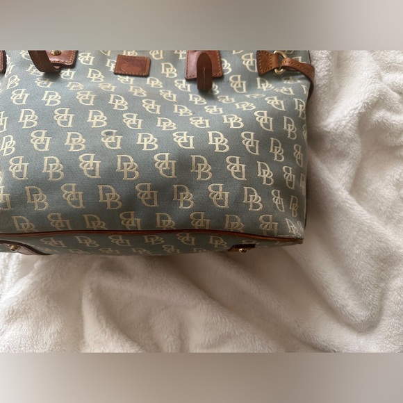 DOONEY & BOURKE Blue White Canvas Leather Logo Tote $369 LARGE EVERYDAY - Picture 8 of 14